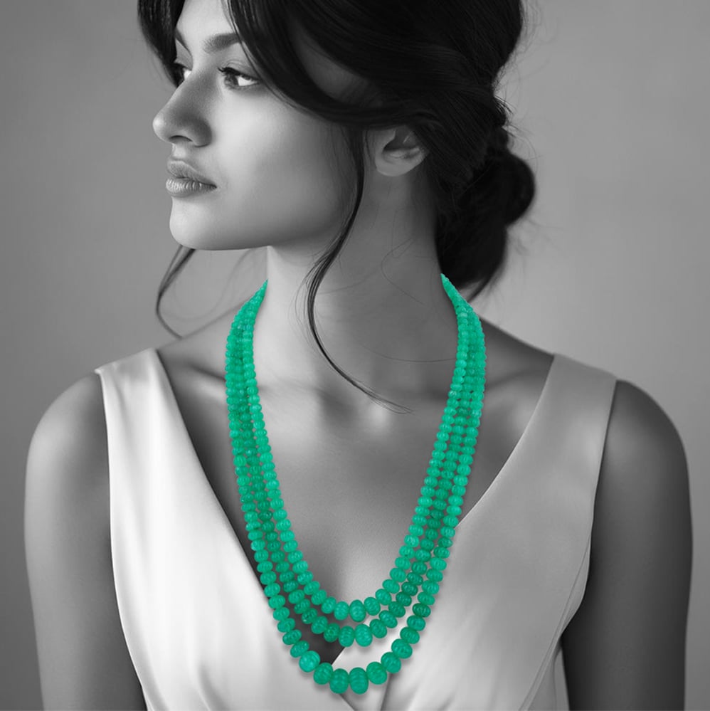 Multi-Layer Emerald Bead Necklace